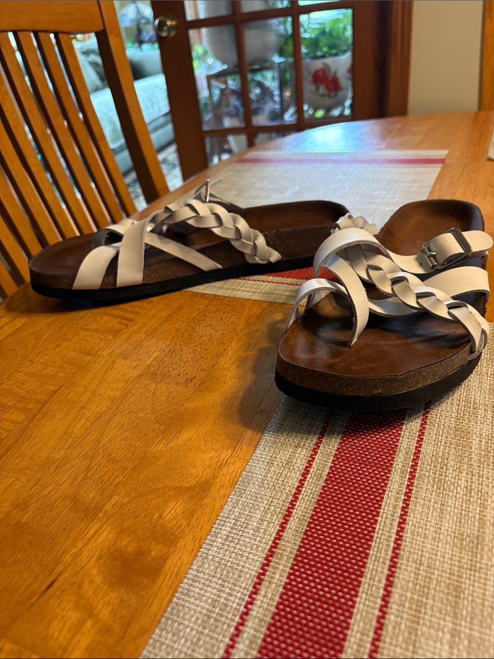 White Mountain Women's White Braided Leather Slide Sandals NWOT size 11